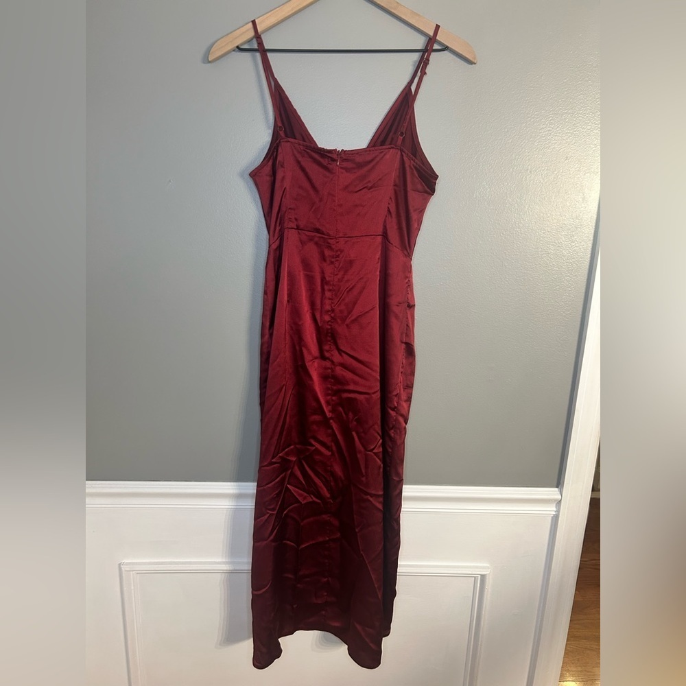 Nasty Gal Burgundy Love at First Sight Wrap Dress, Size 6 - Picture 9 of 11